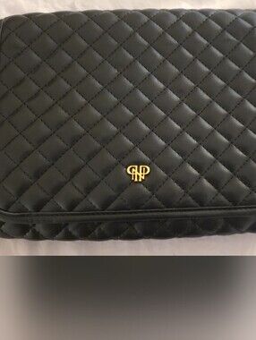 PurseN ~ Quilted Black Leather Organizer with Gold Logo Accent